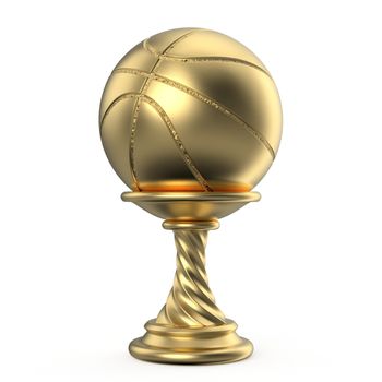 Gold trophy cup BASKETBALL 3D render illustration isolated on white background