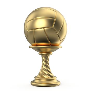 Gold trophy cup VOLLEYBALL 3D render illustration isolated on white background