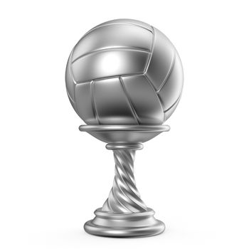 Silver trophy cup VOLLEYBALL 3D render illustration isolated on white background