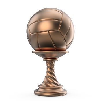 Bronze trophy cup VOLLEYBALL 3D render illustration isolated on white background