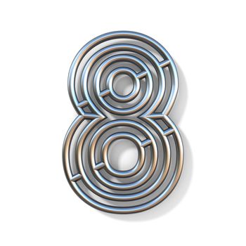 Wire outline font number 8 EIGHT 3D rendering illustration isolated on white background