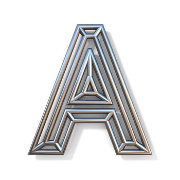 Wire outline font letter A 3D rendering illustration isolated on white background