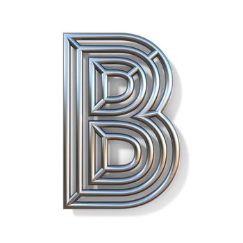 Wire outline font letter B 3D rendering illustration isolated on white background