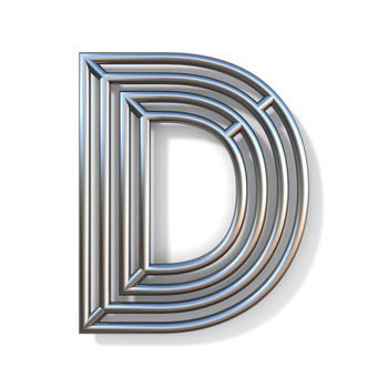 Wire outline font letter D 3D rendering illustration isolated on white background