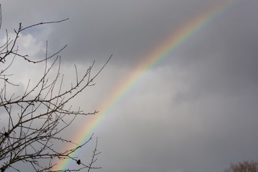 Fabulous magic landscape rainbow. Cloud with abstract big volume texture.