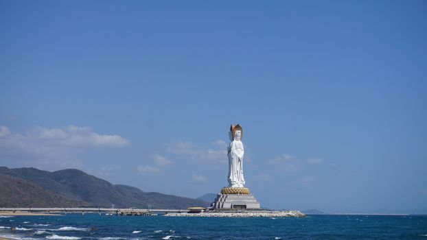 Guanyin of Nanshan, the white statue of the bodhisattva Guanyi near the Nanshan Temple of Sanya, China