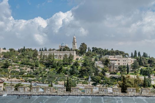 Church of Dormition and Bell-Tower on Mount Zion in jerusalem in israel