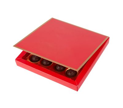 chocolate candy in a box isolated on white background