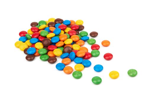 colorful chocolate buttons isolated on a white background