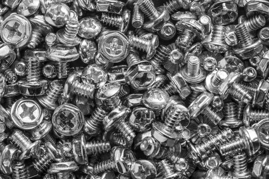 Bright texture of silver computer botls or screws