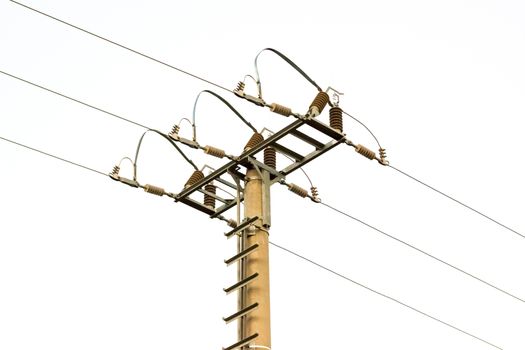 High Voltage Electric Pillar isolated on white background