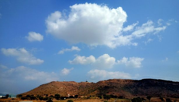 Landscape with Mountain, clouds and trees clicked during my visit to Hyderabad.