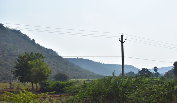 Landscape with Mountain, sky and trees clicked during my visit to Hyderabad.