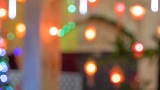 Abstract & Festive background with bokeh defocused lights