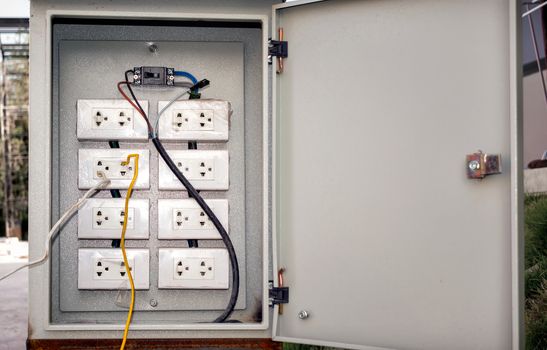 Dangerously Wired Electrical Sockets in a Breaker Box
