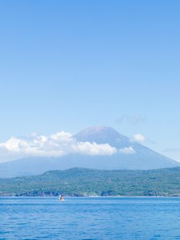 Agung volcano view from the sea. Bali island, Indonesia.