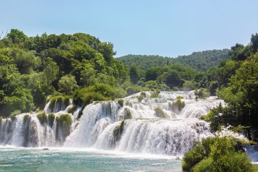 Waterfall in Krka national park in Croatia