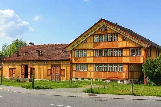 Wooden house in the local style in Appenzel city,Switzerland