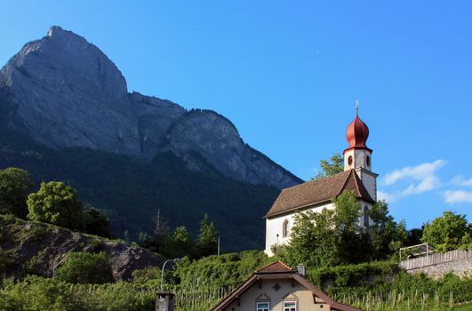 The small church located near to mountain