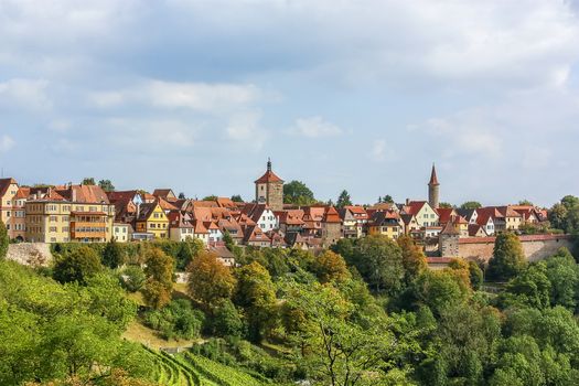 Panoramic view of the city of Rotenburg on the river Tauber,Bavaria,Germany