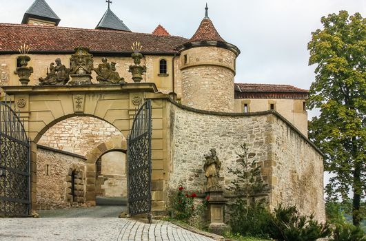 Gate. Comburg was a Benedictine monastery near Schwabisch Hall in Baden-Wurttemberg in Germany.