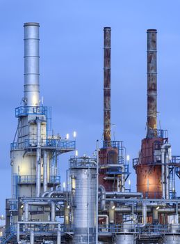 Chemical installation at dusk, Port of Rotterdam