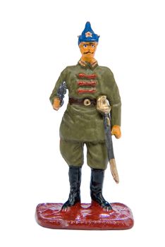Toy soldier on a white isolated studio background