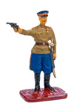 Toy soldier on a white isolated studio background