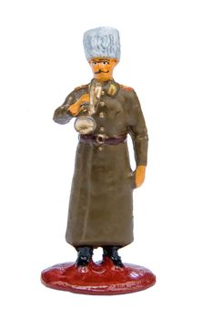 Toy soldier on a white isolated studio background