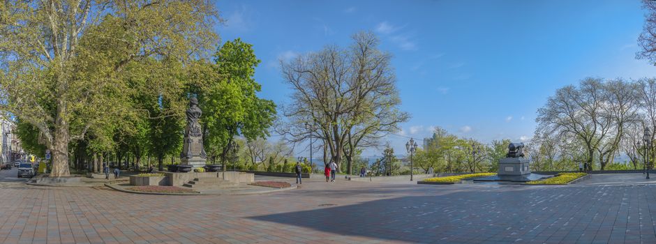 Odessa, Ukraine - 02.05.2019. Spring in Odessa. Panoramic view of Primorsky boulevard