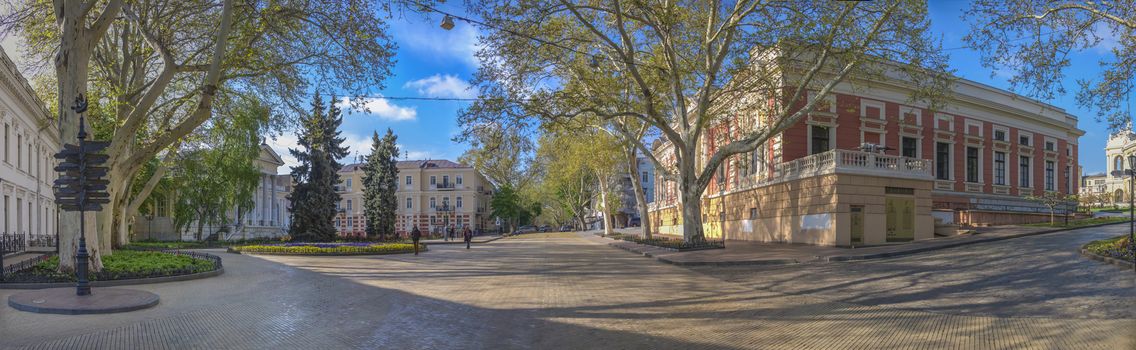 Odessa, Ukraine - 02.05.2019. Spring in Odessa. Panoramic view of Primorsky boulevard