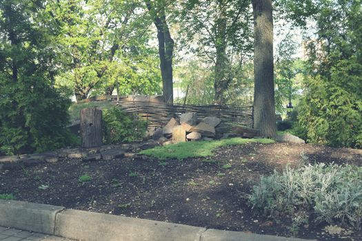 A Summer landscape in a city park. Background