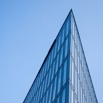 modern building of non-standard form using glass