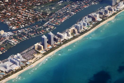 Miami coastline seen from high altitude