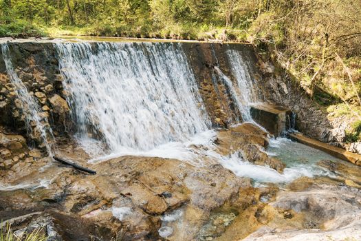 Waterfall at the Val Vertova Torrent near Bergamo,Seriana Valley,Italy,