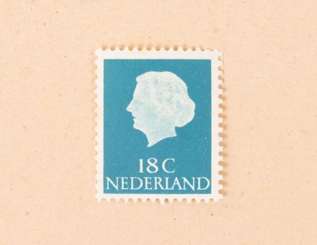 THE NETHERLANDS 1970: A stamp printed in the Netherlands shows queen Juliana, circa 1970