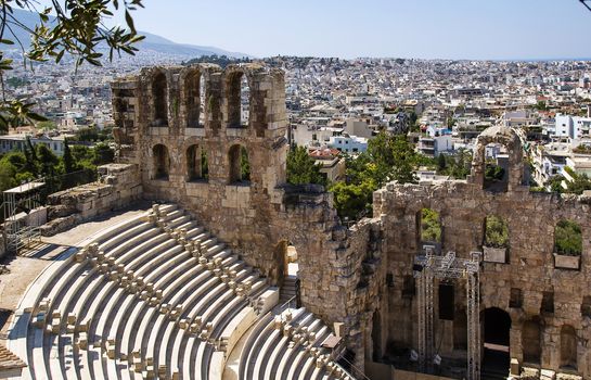 The Odeon of Herodes Atticus is a stone theatre structure located on the southwest slope of the Acropolis of Athens.