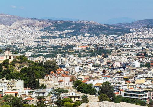 view of Athens from the Acropolis hill, Greece
