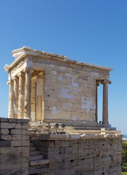 The Temple of Athena Nike is a temple on the Acropolis of Athens. Built between 427 and 424 BC, the temple is the earliest fully Ionic temple on the Acropolis