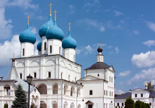 Vysotsky Monastery is a walled Russian Orthodox monastery commanding the high left bank of the Nara River in Serpukhov