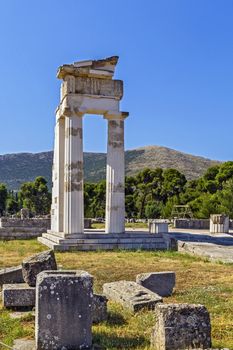 ruins of the temples devoted to Asclepius in Epidaurus, Greece