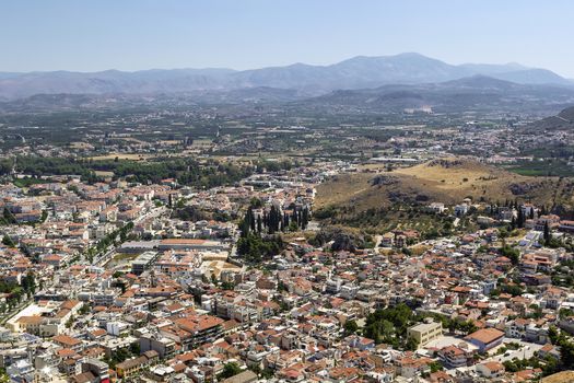 View of the old part of the city of Nafplio from Palamidi castle, Greece