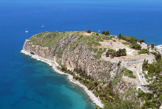 View of the old part of the city of Nafplio from Palamidi castle, Greece