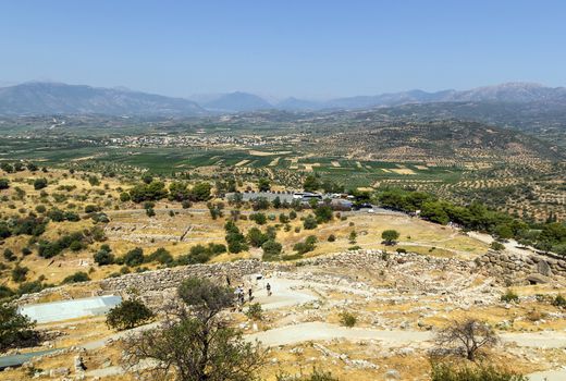 view of vicinities from the hill Mycenae, Greece