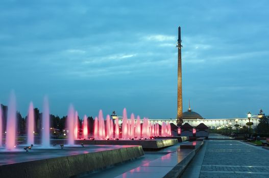 Memorial of a victory with a museum and an obelisk and fountains on Poklonnaya Hill