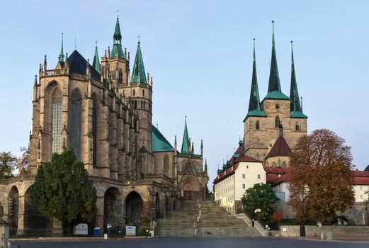 Both churches tower above the town scape and are accessible via huge open stairs called Domstufen.