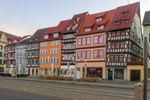 Historic houses in the central street in the city of Erfurt, Germany