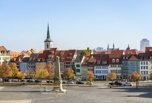 view of the historical city centre of Erfurt, Germany