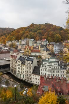 Cityscape of historical center of Karlovy Vary