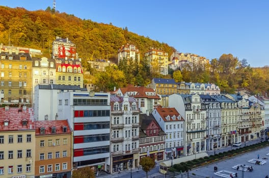 Historic houses in city center of Karlovy Vary,Czech republic